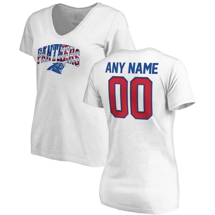 Women Customized Carolina Panthers NFL Pro Line by Fanatics Branded Any Name & Number Banner Wave V Neck T-Shirt White,We sell and wholesale Women Customized Carolina Panthers NFL Pro Line by Fanatics Branded Any Name & Number Banner Wave V Neck T-Shirt White on line form chian!